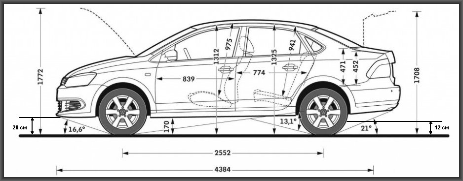 Габариты седана. VW Polo дорожный просвет. Дорожный просвет Фольксваген поло седан. Клиренс Фольксваген поло 2014 седан. Фольксваген поло клиренс дорожный просвет.