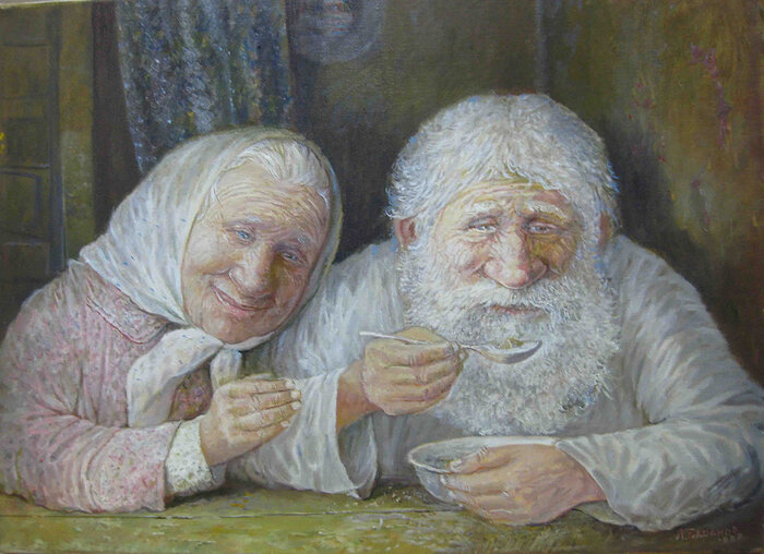 Художник Леонид Баранов. Картина Бабушка и Дедушка.