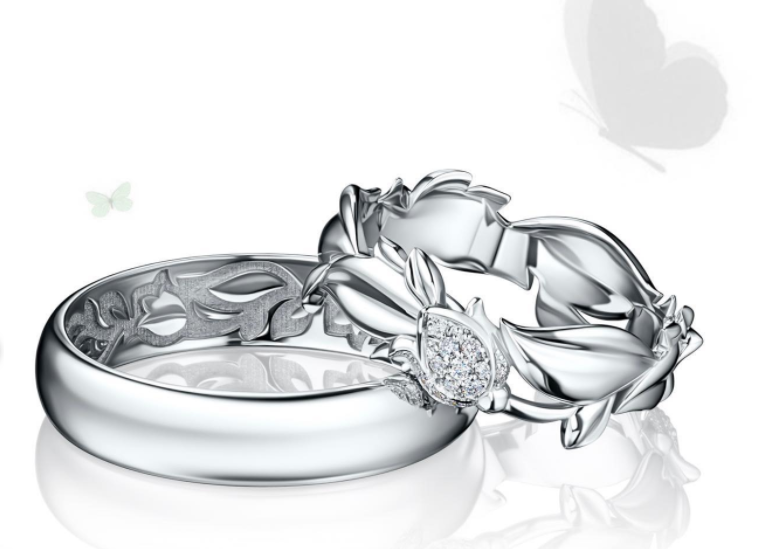 обручальные кольца "Inside" из свадебной коллекции Pavel.T. -белое золото, бриллианты.