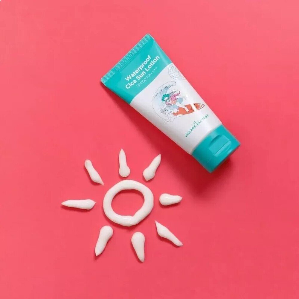 Водостойкий успокаивающий солнцезащитный лосьон Village 11 Factory Waterproof Cica Sun Lotion SPF50 PA++++