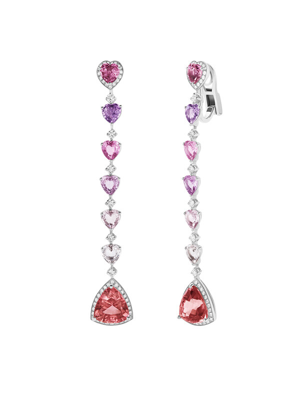 Серьги Chopard Temptations из белого золота с бриллиантами, сапфирами и турмалинами