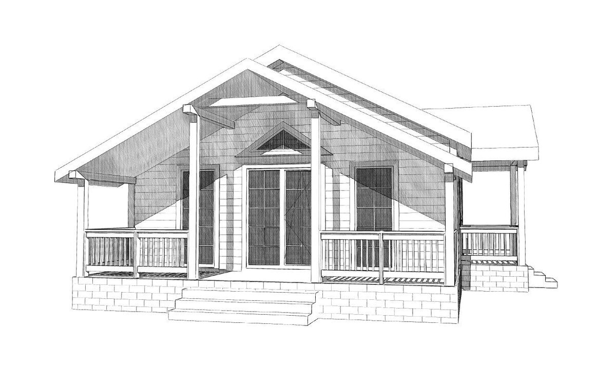 Вид дома с террасы.