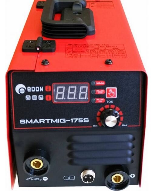 Аппарат для работы без газа EDON Smart MIG-175S с просверленным отрицательным разъёмом и дополнительным 2 контактным разъёмом управления. (хорошее фото найти не удалось)