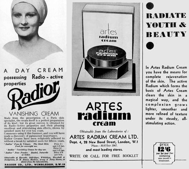 Косметика брендов Radior и Tho-Radia использовали радиоактивные вещества.