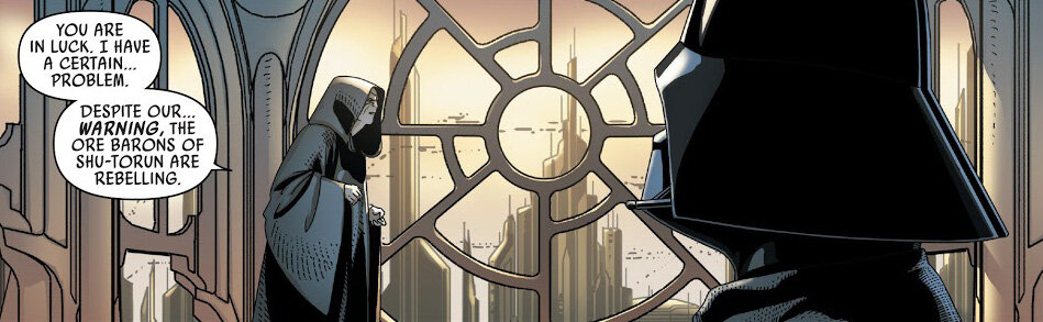 Фрагмент комикса Darth Vader №16 (изд-во Marvel), илл. Сальвадор Ларрока