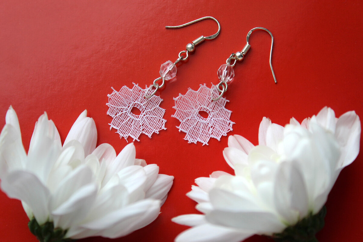 Серьги с кружевом