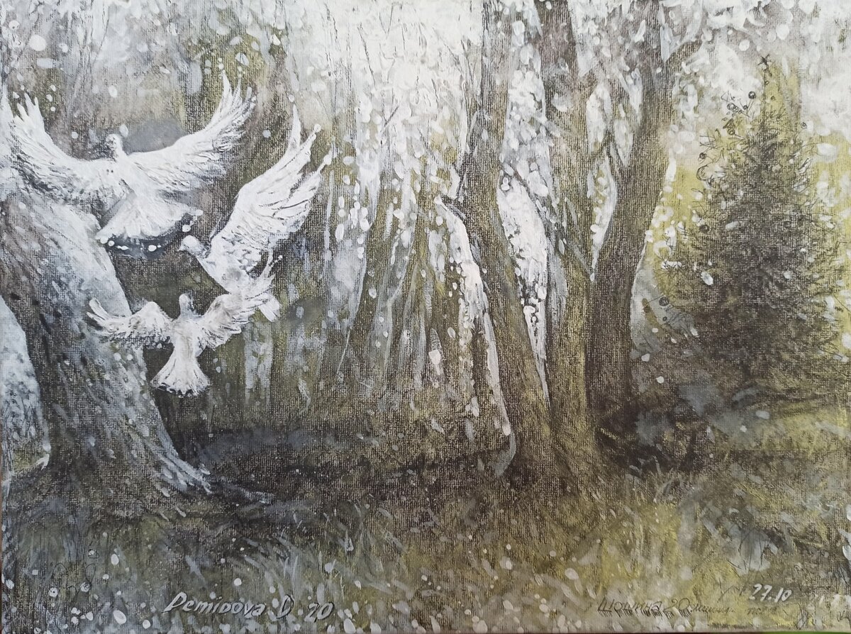 «Жизнь –это волшебный мир» ,холст /смеш.тех., 40х50 см ,2022 г. Автор: Дарья Шошина