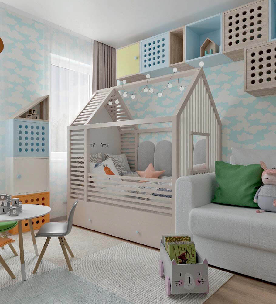 Кроватка-домик и мягкая зона отдыха