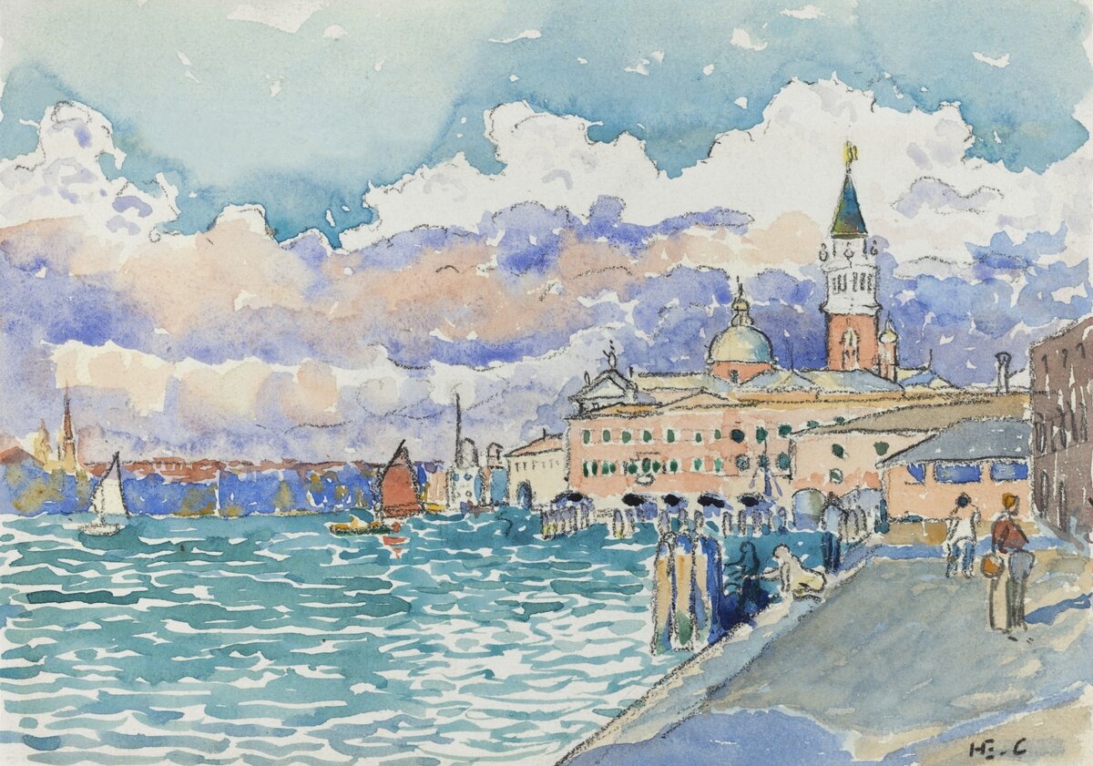 Venice (1903) painting in high resolution by Henri-Edmond Cross. Original from The National Gallery of Art. Digitally enhanced by rawpixel