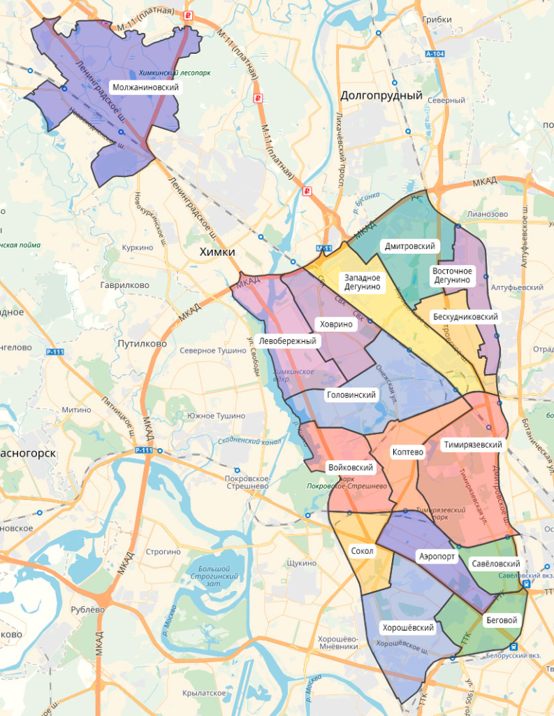 Карта районов москвы с границами