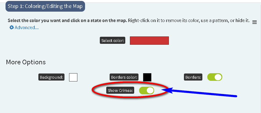 Устанавливаем опцию "Показывать Крым"