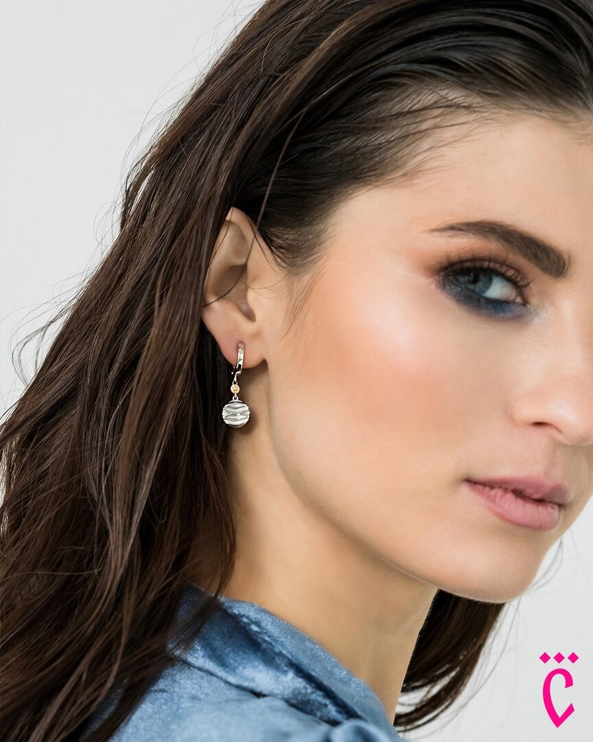 Серебряные серьги с золотой вставкой и бриллианом DUET