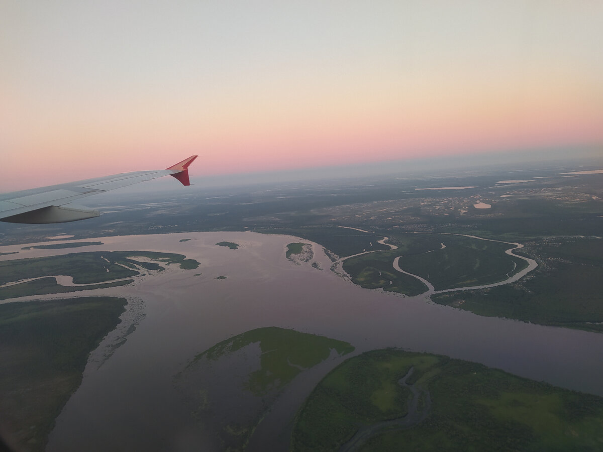 При подлёте к Архангельску в два часа ночи