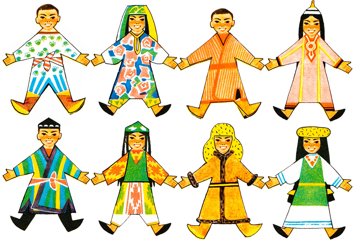 Первая бумажная кукла из журнала "Мурзилка" в нарядах