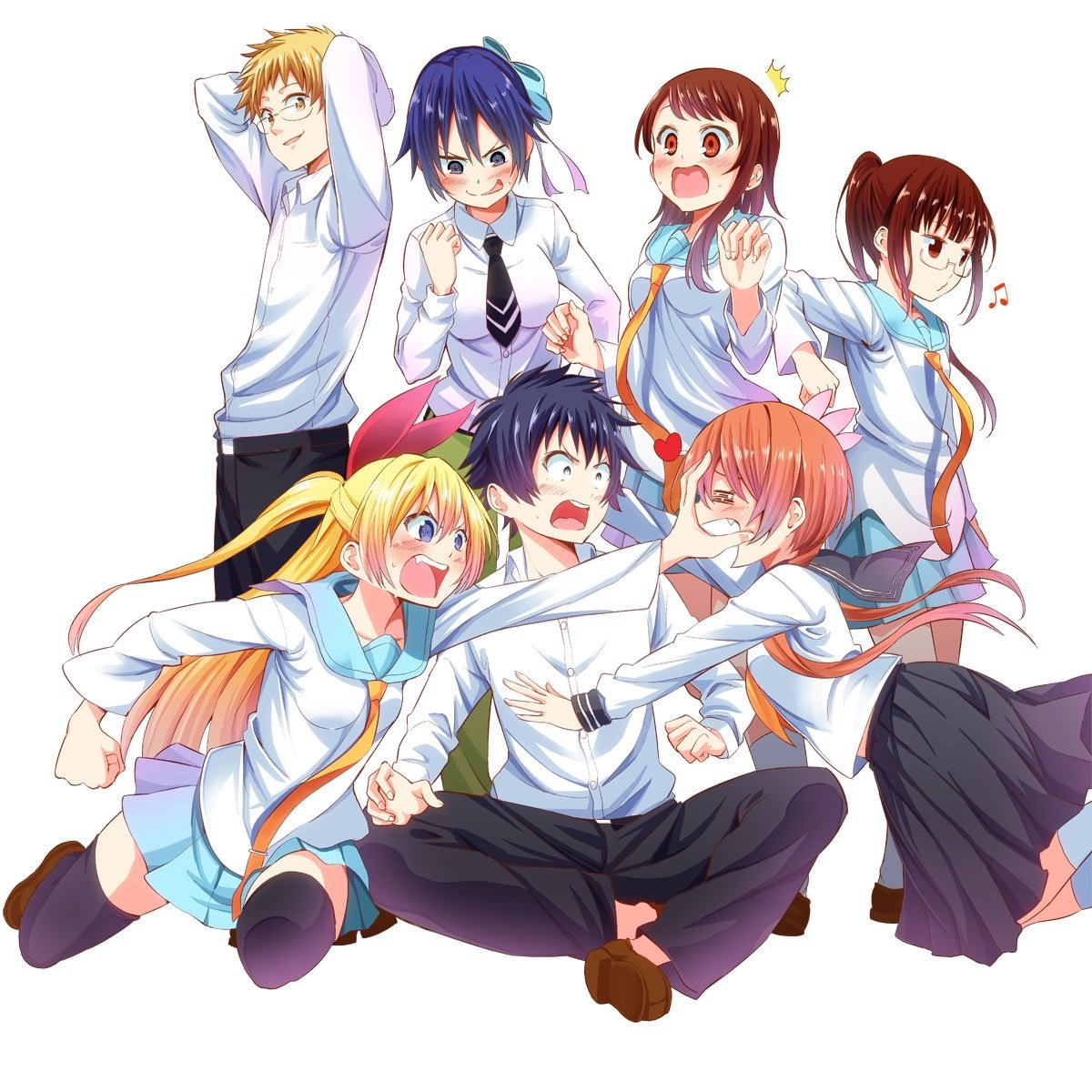 Nisekoi («Притворная любовь», 2014-2015). Нисекой Кирисаки. Любовный гарем