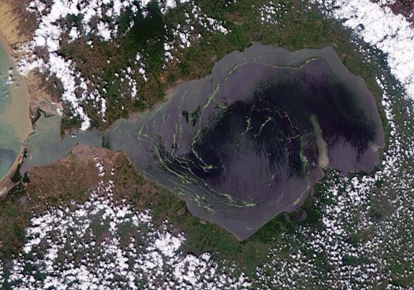 Озеро Маракайбо. Фото из Википедии. Север — слева. 