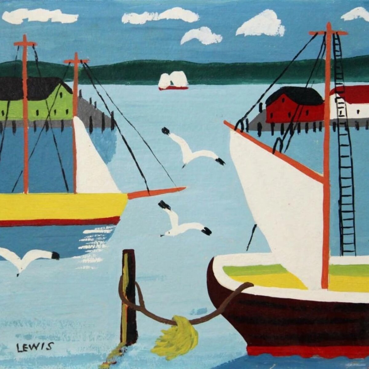 Одна из работ М.Льюис. Сейчас 55 картин и сам дом Льюисов выставлены в галерее Новой Шотландии, а рисунки которые когда-то художница продавала за несколько монет стоят тысячи долларов