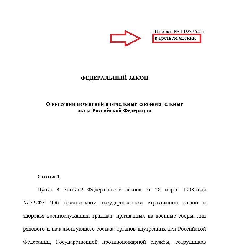 Скриншот законопроекта № 1195764-7 с сайта Госдумы, раздел "законотворчество"
