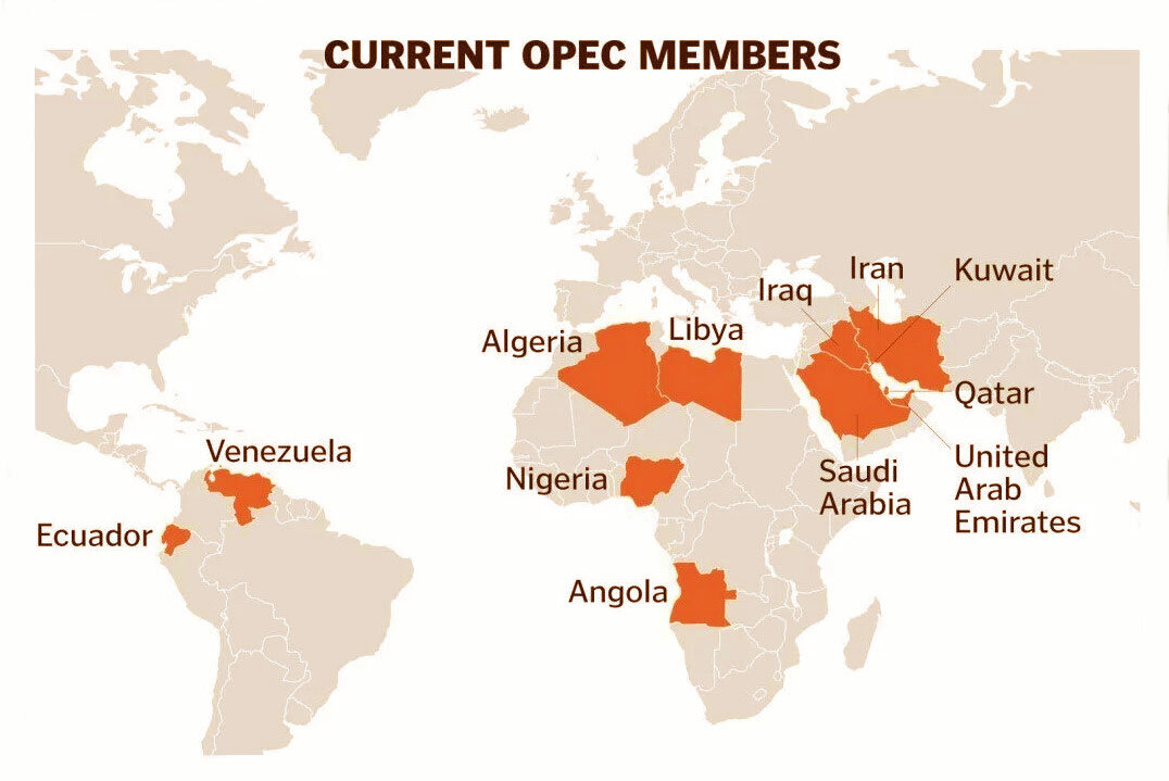 Организация стран экспортеров нефти страны. Организация стран-экспортеров нефти (ОПЕК). Страны входящие в ОПЕК на карте. Организация стран экспортёров нефти на карте.