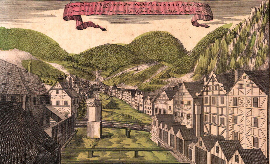 Что-то типа рекламного проспекта Карловых вар (Карлсбада), веке в XVII-XVIII