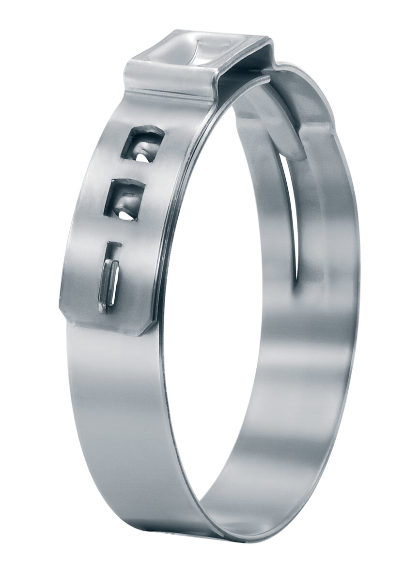 Хомут Ушковый бесступенчатый, с равномерным обжимом по всей окружности