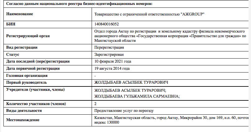 Выписки из базы данных юридических лиц