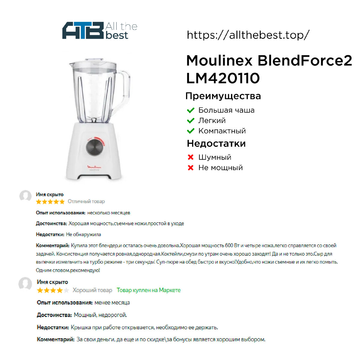 Блендер Moulinex BiendForce 2 LM420110