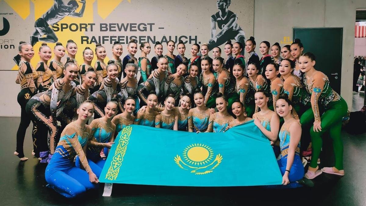    Казахстанские гимнастки на ЧМ по эстетической групповой гимнастике:Сборная Казахстана по эстетической групповой гимнастике