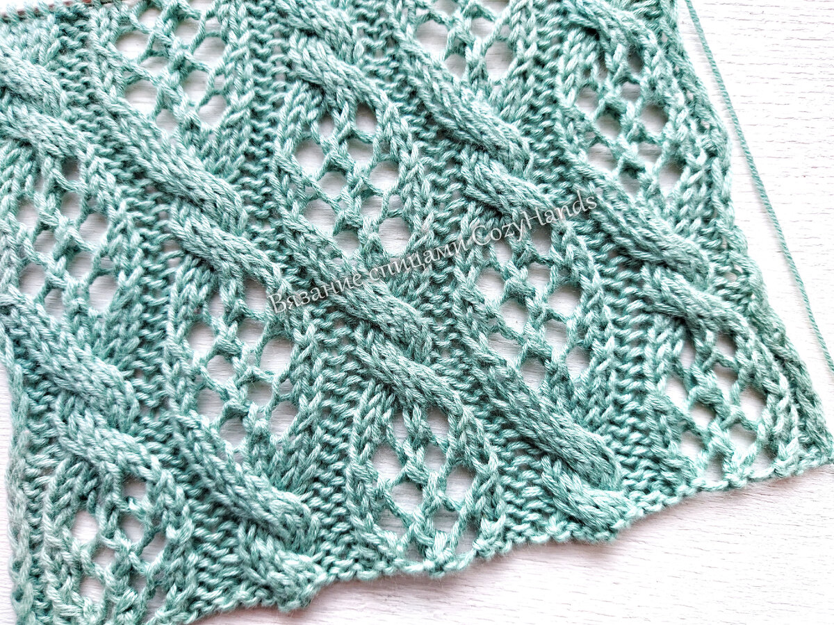 Шикарный ажурный узор со жгутами / Узоры спицами