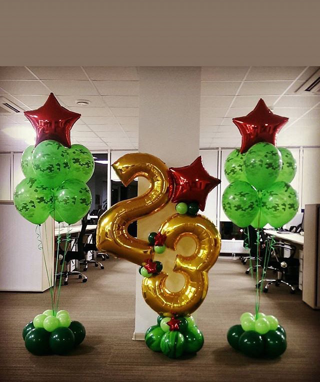 Воздушные шары на 23 февраля.