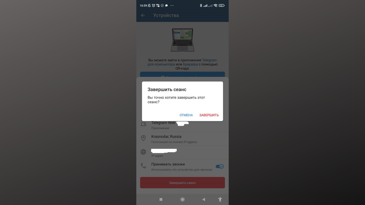 Скриншот из мессенджера Telegram