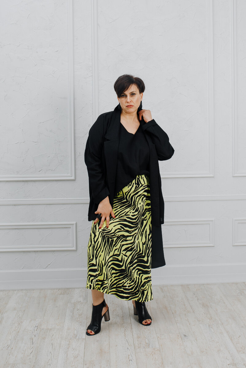 Асимметричная юбка с лимонной зеброй