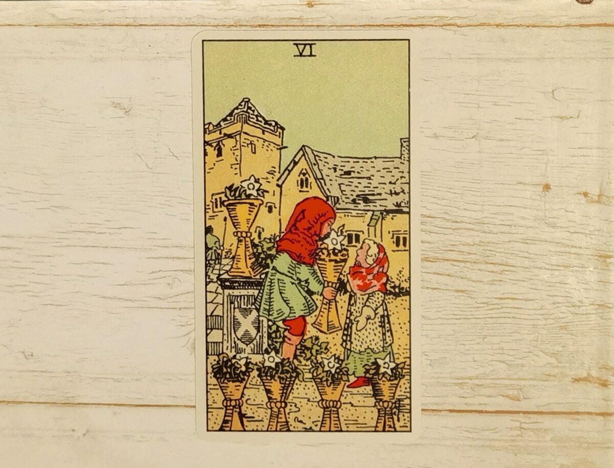 Аркан  "VI Кубков". "Таро Райдера-Уэйта".