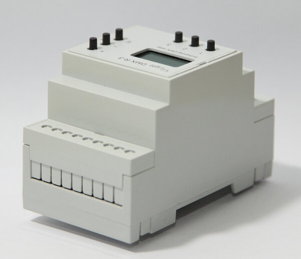 DMX реле на DIN рейку 3 канала "VJLight DMX-R3". https://shop.show-device.ru/VJLight-DMX-R-3.html