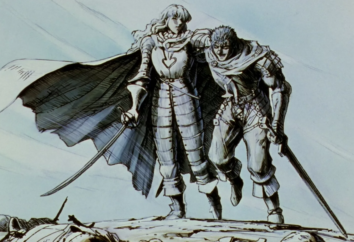 Берсерк гатс и гриффит. Берсерк аниме гатс и гриффит. Берсерк гриффит и гатс. Берсерк аниме гатс. Берсерк манга гриффит и гатс.