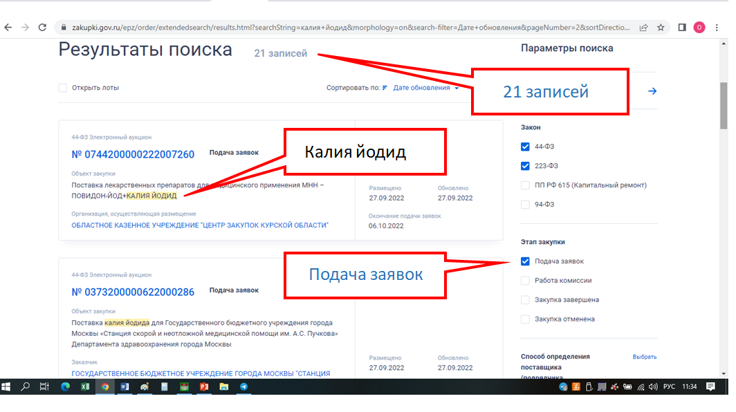 Скрины с госзакупки. Красные выноски с увеличенным текстом - авторские