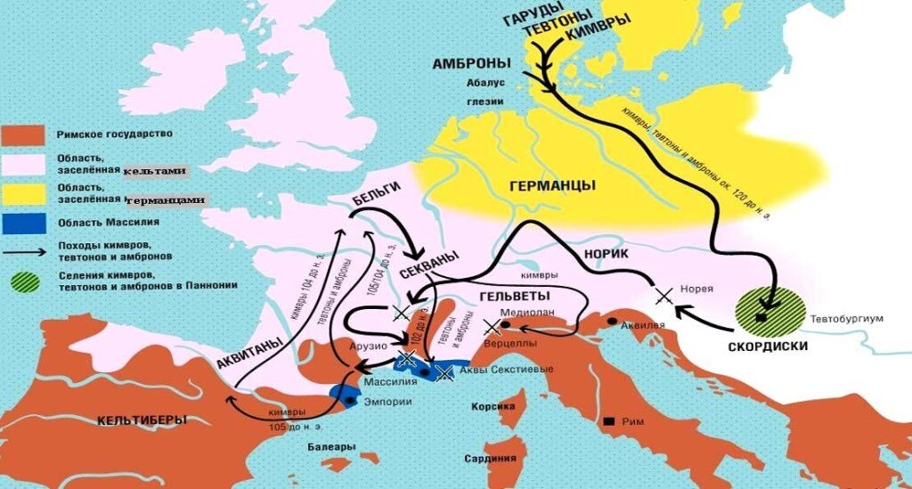 Укажите соответствие германских племен и их расположение