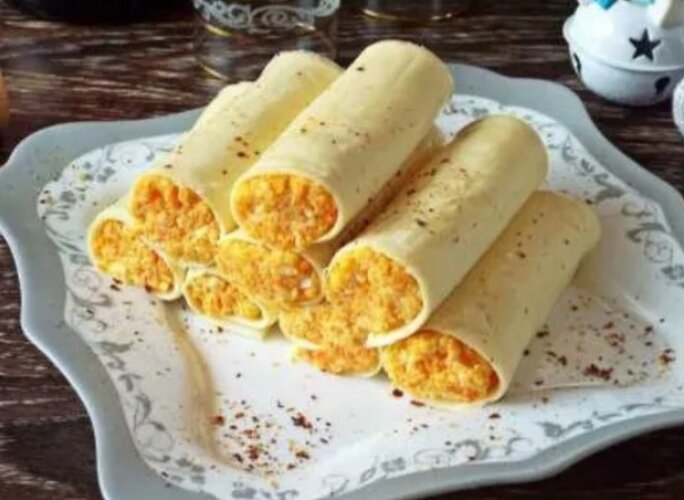 Рецепт приготовления закусочных сырных трубочек