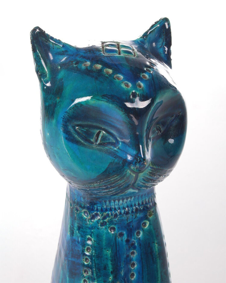 Скульптура кошки, серия «Rimini Blue», 1960-е, Bitossi, Италия