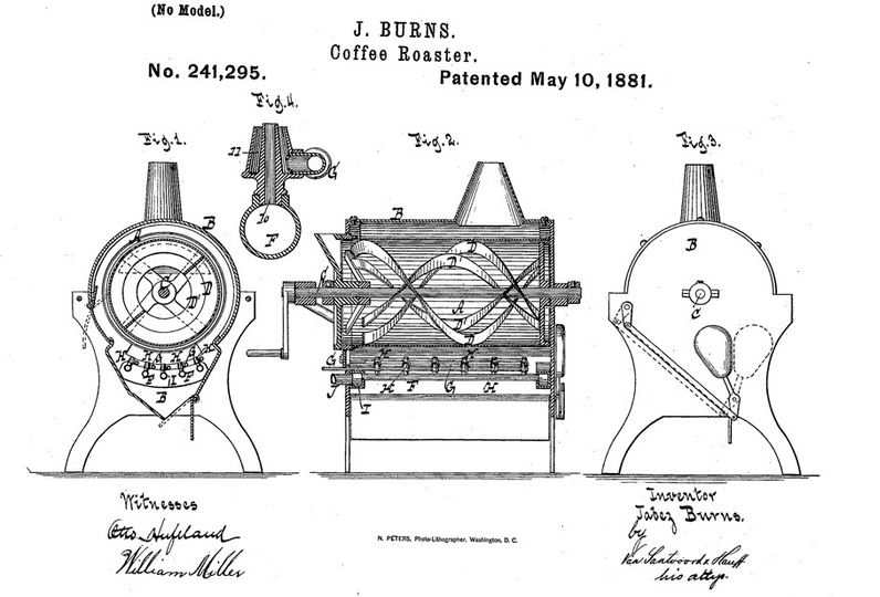 Ростер Бёрнса стал первым коммерческим ростером для обжарки кофе.