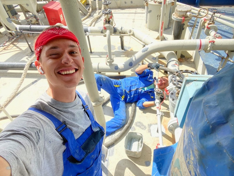 Танкер-химовоз "Япет". Палубные работы. 16августа 2020г. Фото Георгий Килин