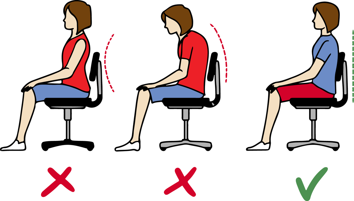 Правильная осанка сидя. Правильная поза сидения за компьютером. Положение сидя. Правильная осанка за компьютером.