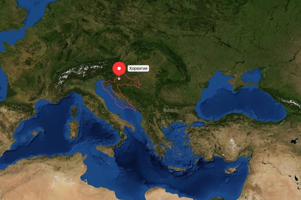 Хорватия на карте Яндекс
