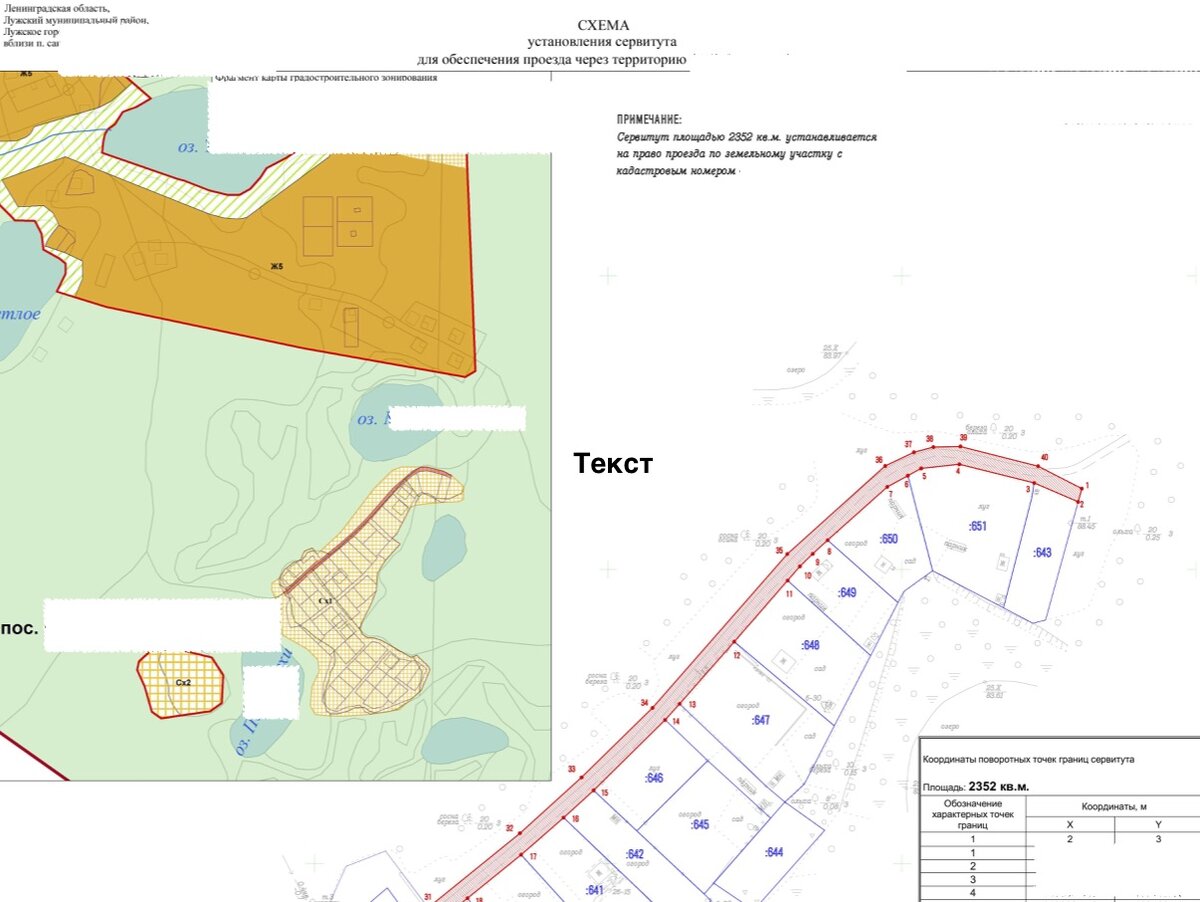 Схема установленного сервитута, утвержденная судом