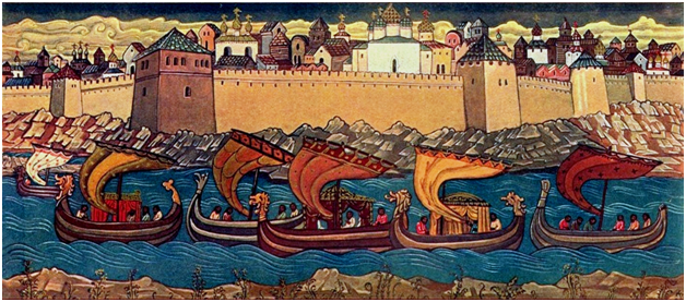 Приезд в Новгород. Н. Рерих.