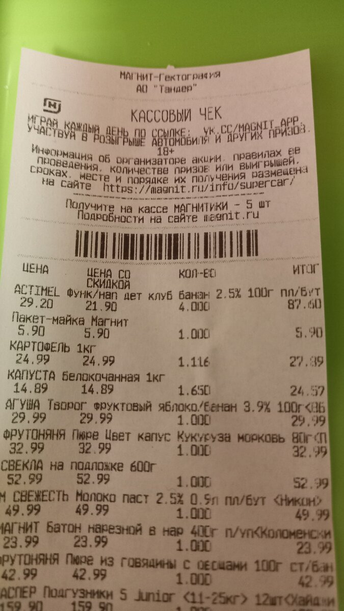Чек из Магнита