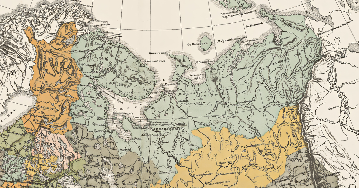 Карта русского севера с городами