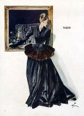 2. Evening gown by Paquin illustrated by Rene Gruau, 1945.