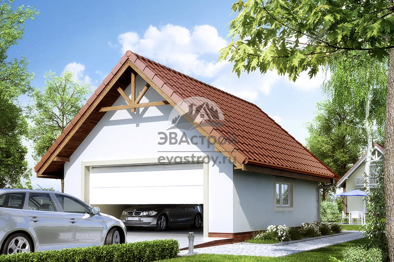 Проект двухместного гаража 8 на 6 из газобетона 48 м2 - 102-78