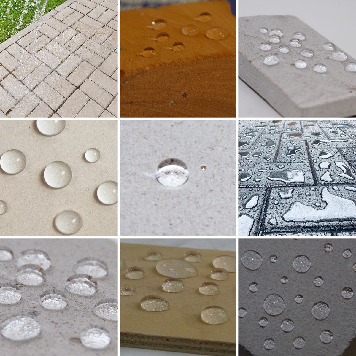 Капли воды на гидрофобизированных поверхностях